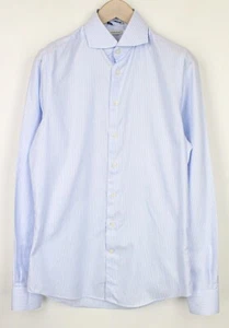 SUITSUPPLY Men Shirt 39L/ 15 1/2L Blue Formal Striped Extra Slim Try On Cotton - Imagen 1 de 8