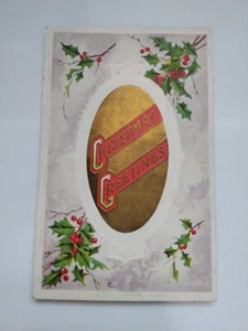 Christmas Embossed Holly Postcard VTG 1914 Tub15 - Bild 1 von 2