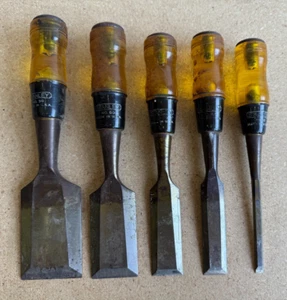 Wood Chisel Set, 5 Piece Stanley No. 60 Woodworkers Wood Chisel Set, USA - Picture 1 of 5