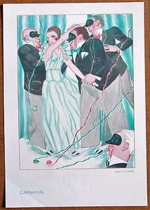 LEROY Original 1934 French Vintage Art Print MASKED CARNIVAL BALL FUN - Picture 1 of 1