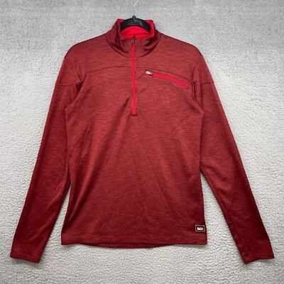 REI Men Sweater Red 1/2 Zip Long Sleeve Turtleneck Polyester Logo Size S - Image 1 of 4