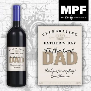 Personalised Father's Day Wine Bottle Label - Best Dad - vintage style - Picture 1 of 12