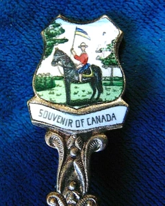 antique Niagara Falls RCMP CANADA ENAMELED 5" condiment tea spoon - Picture 1 of 7