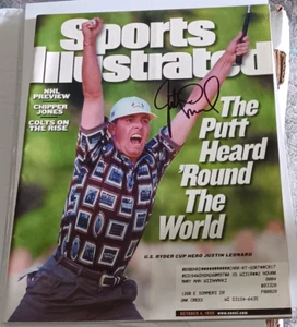 Justin Leonard 1999 Ryder Cup Hero SIGNED AUTOGRAPHED Sports Illustrated SI COA - Picture 1 of 1
