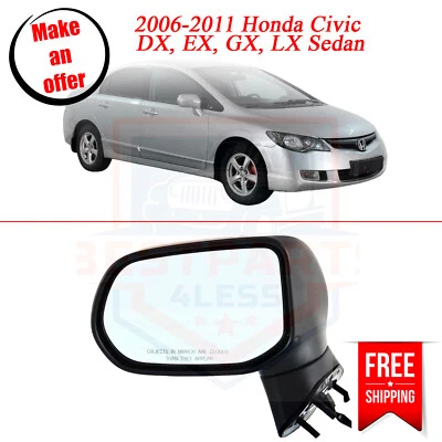 Kool Vue HD42EL Mirror left side for 2006-2011 Honda Civic DX, EX, GX, LX Sedan - Изображение 1 из 4