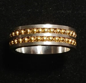 Stainless Steel Mens Band Ring Two-Tone w Gold Tone Braiding Size 11 NWOT! - Picture 1 of 9