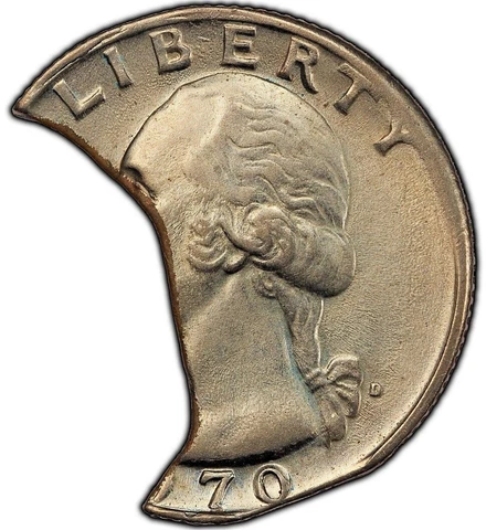 DOUBLE CURVED & STRAIGHT COMBO CLIP! 1970-D QUARTER PCGS MS-62 Cover