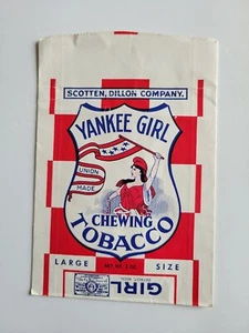 Vintage Chewing Tobacco Bag YANKEE GIRL NOS, UNUSED SCOTTEN DILLON CO. 3 OZ - Picture 1 of 2