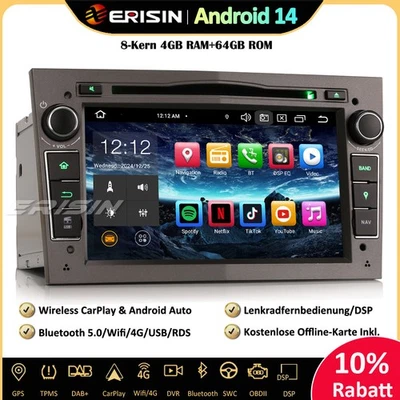 64GB Android 14 Autoradio GPS DAB+CD Opel Astra H Corsa C/D Zafira Vectra Antara - Bild 1 von 4