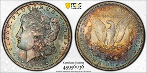 1902 O Morgan Silver Dollar PCGS MS-63 CAC *Rainbow Toning* - Picture 1 of 5