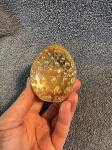Art Glass Egg Figurine Paperweight Controlled Bubbles Gold Fleck Swirl Estate - Picture 1 of 7