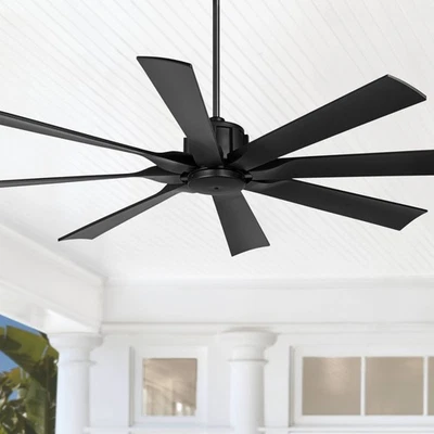 60" Modern Indoor Outdoor Ceiling Fan with Remote Matte Black Damp Rated Patio - Image 1 of 4