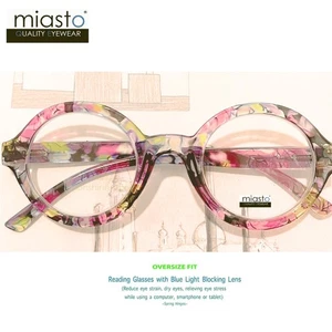 MIASTO REDONDO "MANZANA" GAFAS DE LECTURA PARA COMPUTADORA GRANDES + 2,50 OVERSIZE ~ LUZ ANTI-AZUL - Imagen 1 de 2