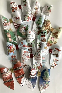 XMAS COUNTDOWN SAILOR BOWS 12 4" PRINTED CANVAS FABRIC BOW TEMPS MAKE HAIR BOWS - Picture 1 of 7