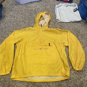 Vintage Polo Jeans Ralph Lauren Yellow Rain Coat/windbreaker Large - Picture 1 of 6