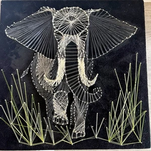 Elephant Vintage MID CENTURY 1978 "The Guardian" Sting Art COMPLETED Wall Art - Picture 1 of 7