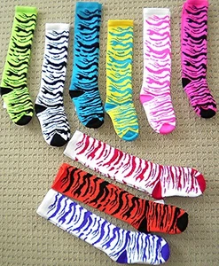 Girls ZEBRA TIGER Soccer Softball Sports SOCKS 4 Cleats Shoes 10-11-12-1-2-3-5 - Picture 1 of 1