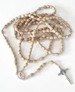 15 Decade Rosary WOOD beads St. Benedict Hand Made 45,6 inc - Picture 1 of 5