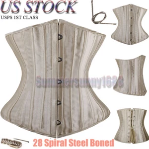 28 Spiral Steel Boned Waist Training Plus Size Underbust Corset Shaperwear Top - Picture 1 of 5