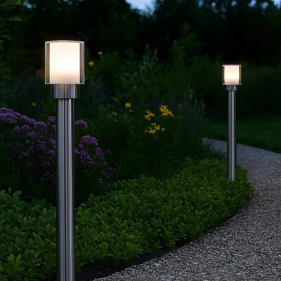 Außenleuchte Standlampe Wegeleuchte Terrassenlampe Edelstahl 1 flammig 2er Set - Bild 1 von 4