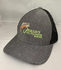 Jacklin's West Yellowstone Montana Outdoor Cap Hat Gray Fishing Mesh Back OSFA - Picture 1 of 6