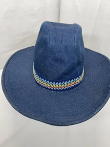 Vintage YA Dark Wash Denim Cowboy Hat Sz M 7-7 1/8 Mens - Picture 1 of 11