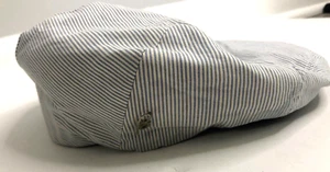 Brioni blau weiß gestreifter Paper Boy Hut 70% Baumwolle/30%i Leinen Gr. 56 Italy - Bild 1 von 11