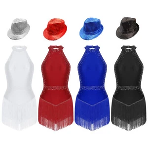 Womens Leotard Shiny Dress Ballroom Dancewear Jazz Ballet Hip Hop Costume Salsa - Picture 1 of 48