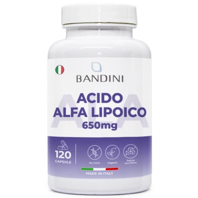 Bandini® Acido Alfa Lipoico 120 Capsule 650 mg, ALA ad Alto Dosaggio, Vegan - Immagine 1 di 4