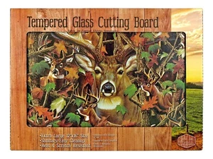 Neu Schneidebrett gehärtetes Glas Hirsch in Woodland Camo extra groß: 16" x 12" - Bild 1 von 3