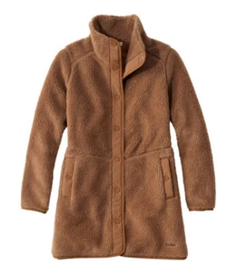 LL Bean Women's Sherpa Fleece Coat HAZELNUT XL TEDDY BEAR PRISTINE - Picture 1 of 6