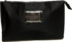 Giorgio Armani Schwarz Satin Kosmetik Make Up Reißverschluss Clutch Abend Reisetasche Neu - Bild 1 von 4