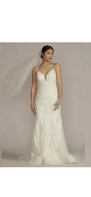 David’s Bridal glitter tulle lace mermaid wedding dress - Image 1 of 4
