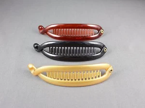 Gold Brown Black set pack of 3 small banana hair clips comb plastic 4.75" long - Picture 1 of 5