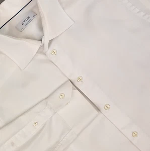 Eton Shirt Mens Large 16.5 White Contemporary Textured Twill Business Formal - Picture 1 of 16