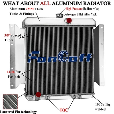 3 Row Aluminum Radiator for 1961-1969 Dodge D100 Series Pickup 2.8/3.7L Gas AT - Image 1 of 4