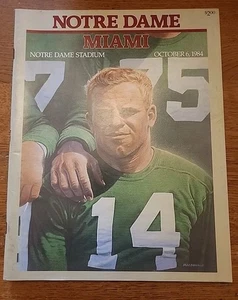 Vintage NCAA Notre Dame Vs Miami College Football Program 1984 - Picture 1 of 14