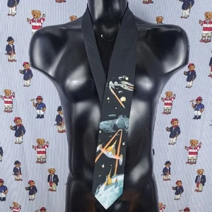 Vintage Star Wars Space Battle Ralph Marlin & Co black casual office necktie - Picture 1 of 4
