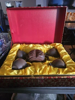 Tetera de cerámica Yixing miniatura china vintage flores de té y 4 tazas en caja Foto 1 de 4