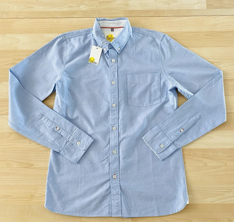 Camisa Boden Niños 15-16 Años Azul Cambray Manga Larga Oxford Abotonada Nueva Con Etiquetas Foto 1 de 1