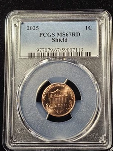 2025 P Lincoln Shield Cent PCGS MS67RD TOP POP Non Higher Graded - Picture 1 of 4