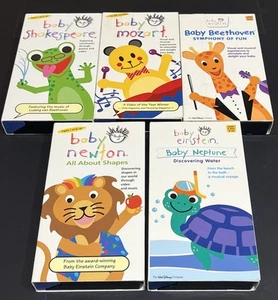 BABY EINSTEIN VHS LOT OF 5 TAPES,NEPTUNE,BEETHOVEN,NEWTON,SHAKESPEARE, MOZART - Picture 1 of 4