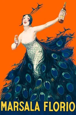 VESTIDO PAVO REAL NIÑA MODA VINO MARSALA FLORIO ITALIA SICILIA VINTAGE PÓSTER REPRO Foto 1 de 3