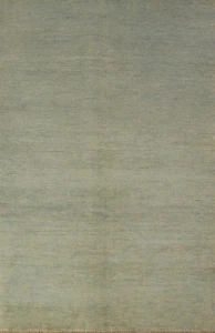 Green Modern Wool Accent Rug 4x6 Solid Hand-knotted Contemporary Pakistani Rug - Picture 1 of 18