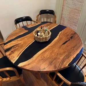 Wood Epoxy Table, Round Dining Table, River Table, Resin Countertop, Home Gifts - Picture 1 of 4