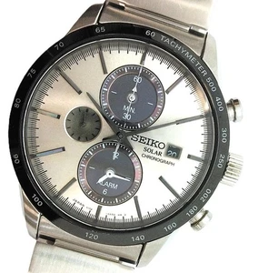 Seiko Chronograph Mens Solar Watch Gold Dial V172-0AP0 No Customs Fees US - Picture 1 of 10