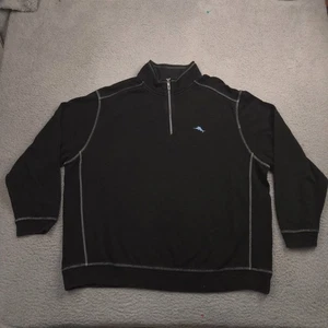 Tommy Bahama Tobago Bay Half Zip Sweatshirt Men’s 2XLT Black Pima Cotton Blend - Picture 1 of 11