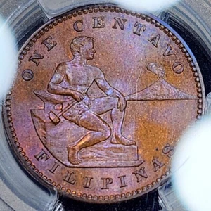 Toned 1904 US Philippines 1 Centavo | PCGS MS65BN Gem BU - Picture 1 of 5