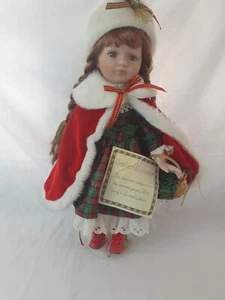 Vintage Porcelain Doll 16" Christmas Outfit NJSF - Picture 1 of 19