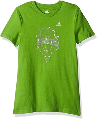 MLS Seattle Sounders FC Girls -Liquid Silver Shine Short sleeve Tee, Green, XL Cover